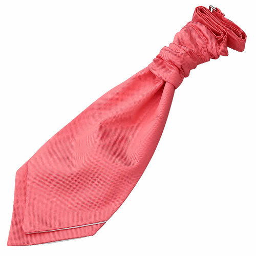 Solid Check Pre-Tied Ruche Cravat - Boys - Coral