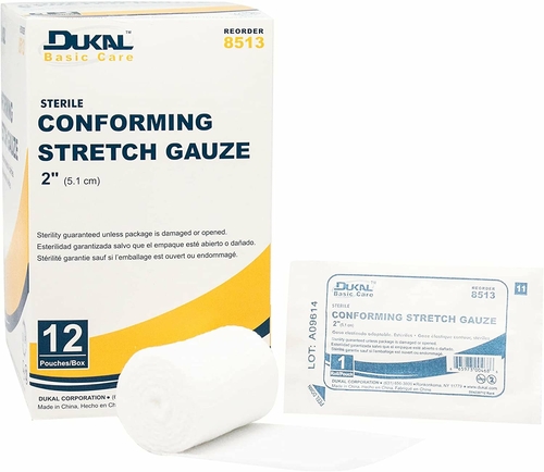 Dukal Conforming Stretch Gauze 2". Case of 96 Light Conforming