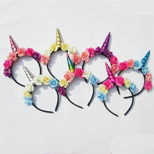 Unicorn Horn Hairband Kids Chiffon Flower Unicorn