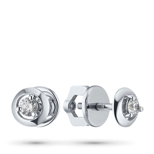 Sterling Silver Earring Studs with 2 Round-Cut Lab-Created Diamonds