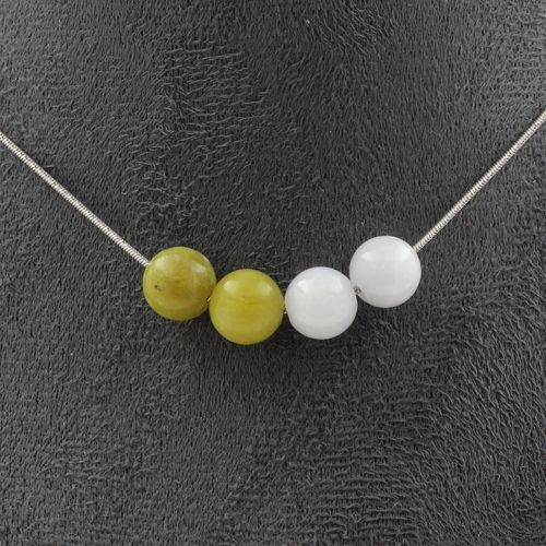 Serpentine 8 mm 4 beads necklace.