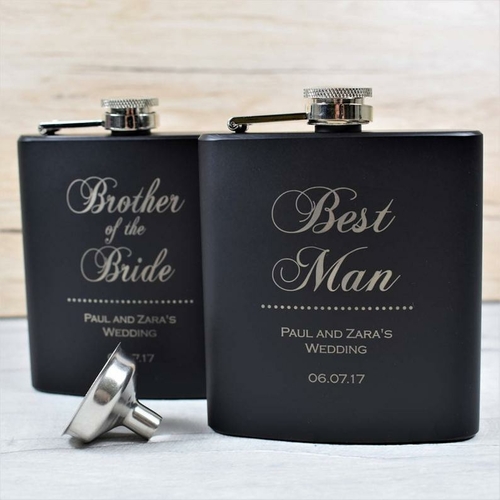 Classy Engraved Best Man Usher, Father's Hip Flask - Personalised