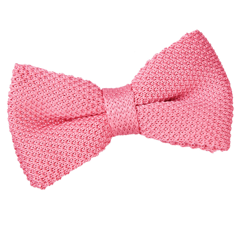 Plain Knitted Pre-Tied Bow Tie - Strawberry Pink