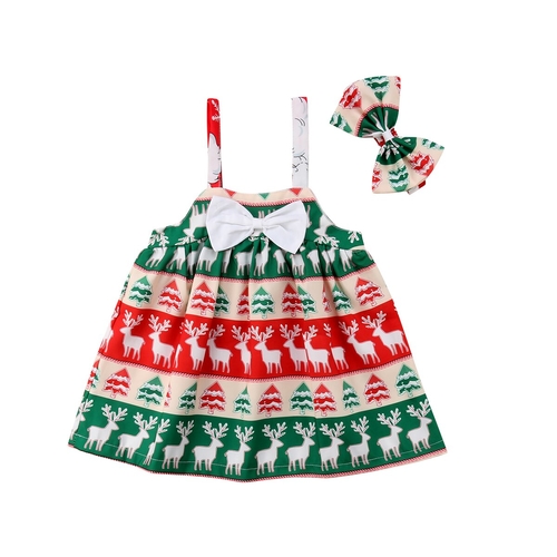 Christmas Toddler Girl Kids Santa Claus Strap Tops