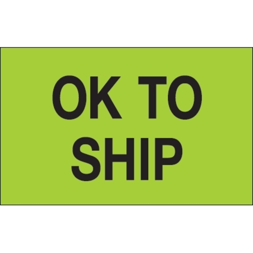 Tape Logic DL1173 1.25 x 2 in. - OK To Ship Fluorescent Green Labels -