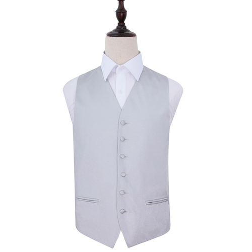 Plain Satin Waistcoat - Silver, 48'