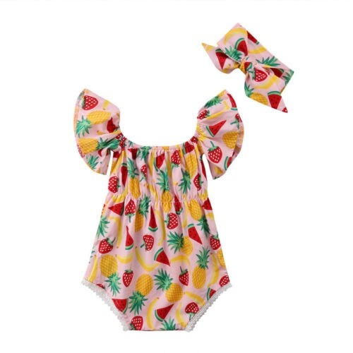 Summer Toddler Girls Fruit Printing Flare Sleeve