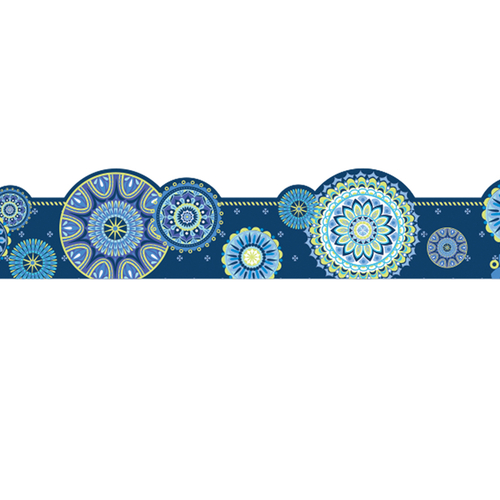 Eureka EU-845624-6 Blue Harmony Mandala Ex Wide Trim Die Cut Deco - Pa