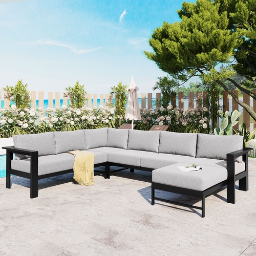 U-shaped multi-person outdoor sofa set, suitable for gardens,