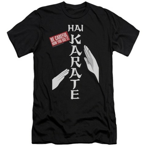 Trevco Hai Karate-Be Careful Short Sleeve Adult 30-1 Tee- Black - Larg