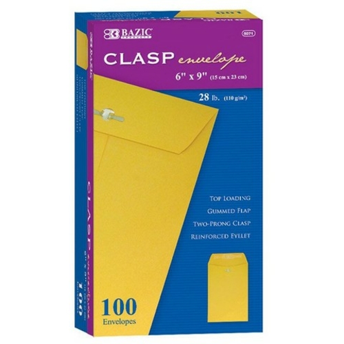 Bazic 5071  6" X 9" Clasp Envelope (100/Box) Case OF 10 