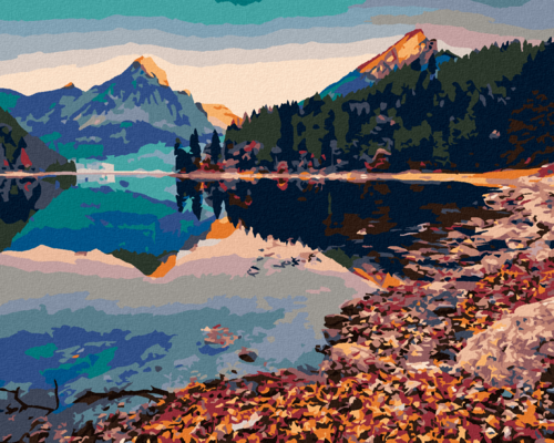 Paint by Numbers - TWO MOUNTAIN PEAKS REFLECTED IN A LAKE