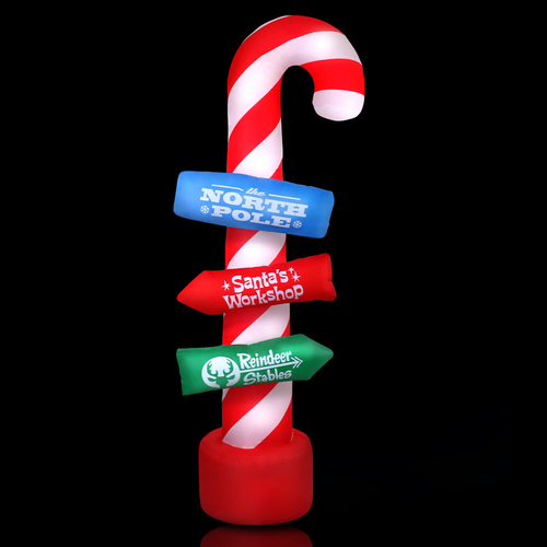 Jingle Jollys Christmas Inflatable Candy Pole 2.4M Lights Outdoor