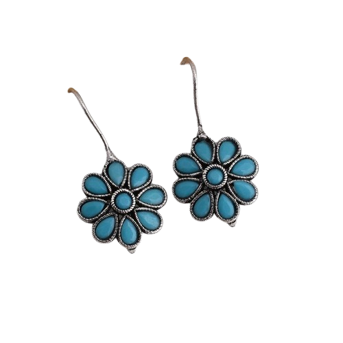 Blue Sunflower Big Stud Earring For Woman Alloy Stud Earring