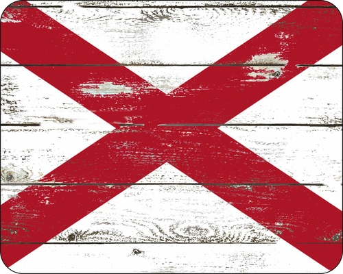 Alabama State Flag Distressed Art Mouse Pad