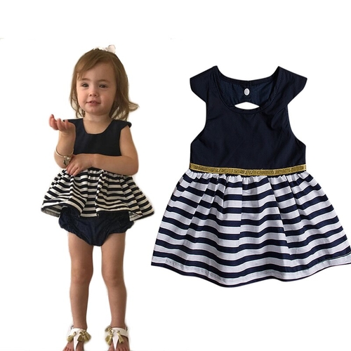 2017 Summer Newborn Babies Girl Stripes Dress Kids