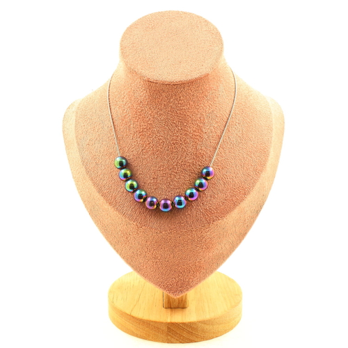 Multicolored hematite 8 mm 10 beads necklace