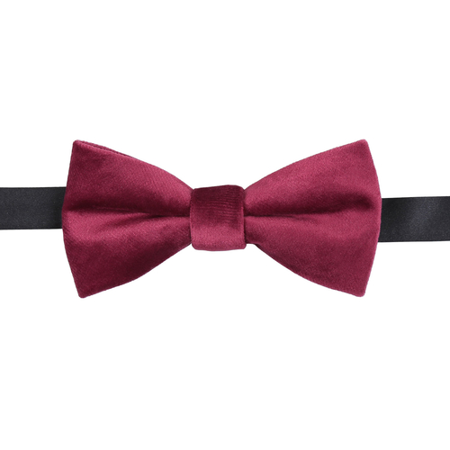 Plain Velvet Pre-Tied Bow Tie - Burgundy