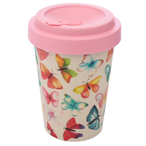 Bamboo Composite Butterfly House Screw Top Travel Mug