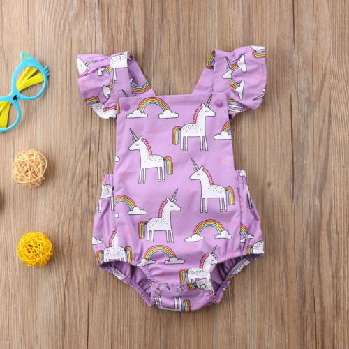 Toddler Baby Girls Unicorn Bodysuit Sunsuit Outfit