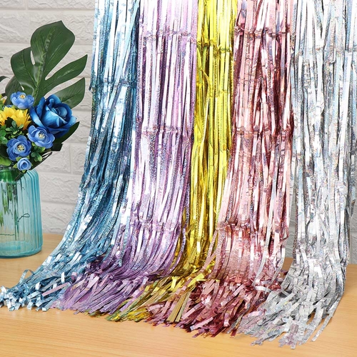 Foil Colorful Party Backdrop Curtains Rose Gold