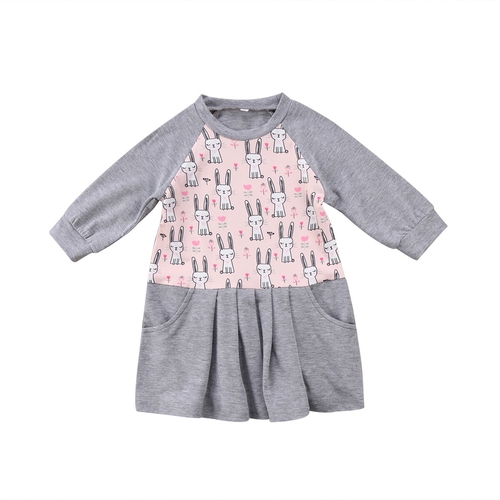 Toddler Kids Baby Girl Cartoon Long Sleeve Dress