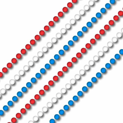 Blinkee A470 Smooth Round Opaque Bead Mardi Gras Necklace USA, Red