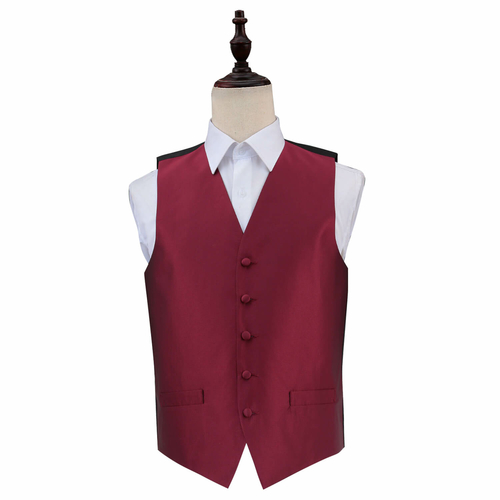 Solid Check Waistcoat - Burgundy, 38'