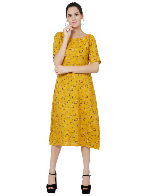 Women A-line Yellow Dress (Size XL)