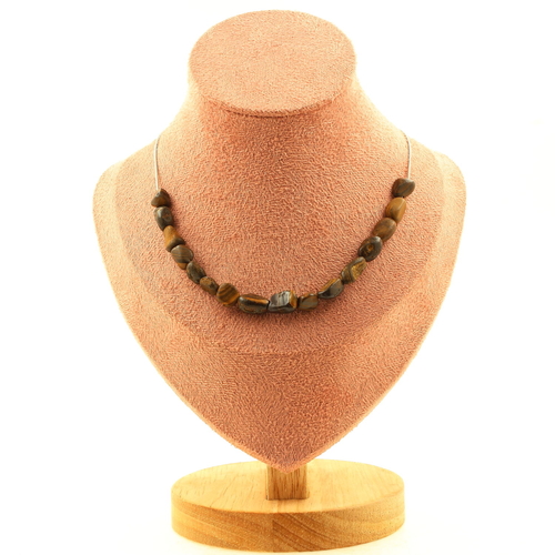 Boulder Opal from Australia 15 beads necklace stainless steel chain