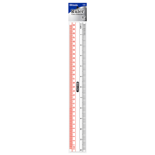 Claro 12" (30cm) Transparent Plastic Ruler