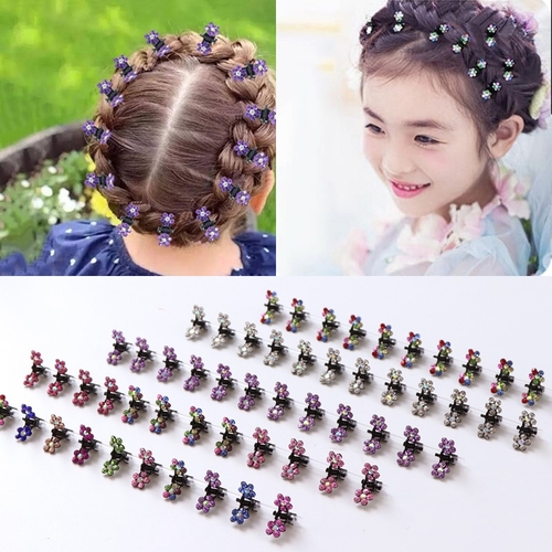 Fashion 12PCS/Lot Small Cute Crystal Flowers Metal