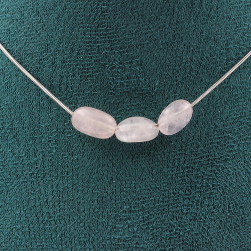 Rose Quartz from Brazil 3 beads necklace. 