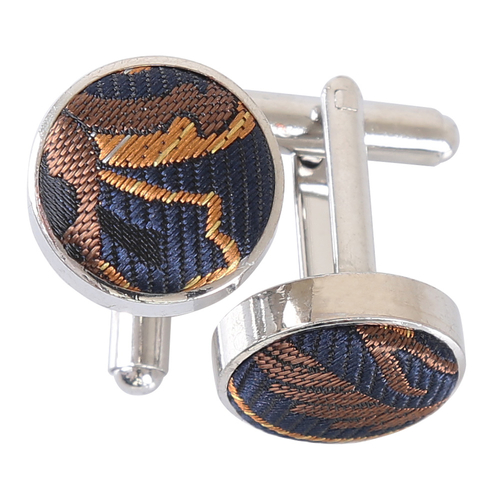 Cypress Paisley Cufflinks - Navy & Gold