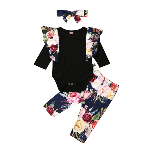 0 24M Baby Floral Clothes Set Newborn Babies Girl