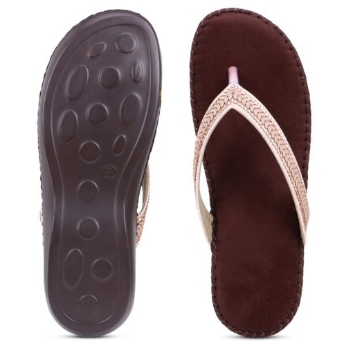 Women Brown Sole Pink Thong Flats-PINK