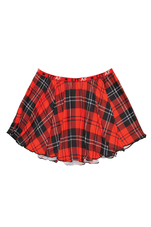 Lit Af Plaid Skirt - Red Plaid - M/l