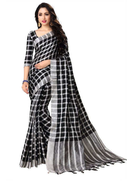 Generic Women's Blended Cotton Linen  Saree