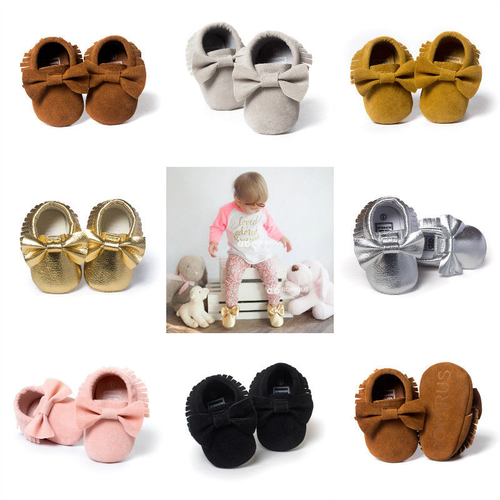 Hot Bowknot Tassel Baby Kid Sole Shoes