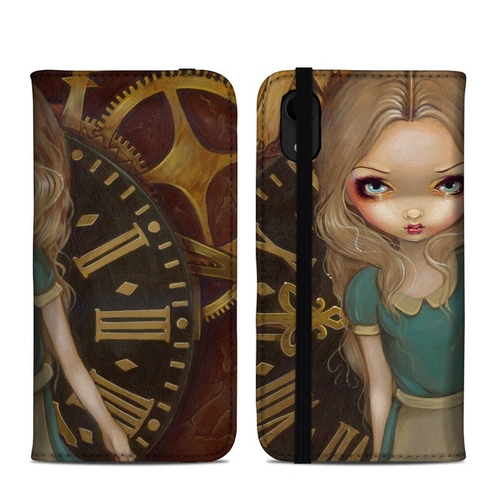 DecalGirl AIPXRFC-ALCLK Apple iPhone XR Folio Case - Alice Clockwork