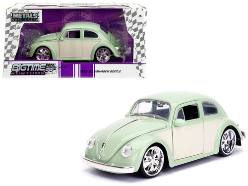 1959 Volkswagen Beetle Light Green and Cream \Bigtime Kustoms\" 1/24