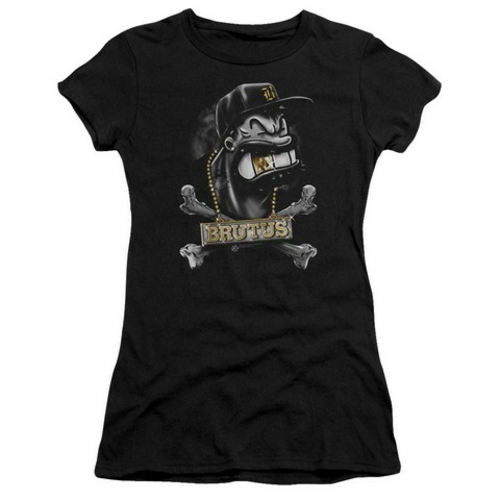 Trevco Popeye-Brutus Short Sleeve Junior Sheer Tee, Black - Large