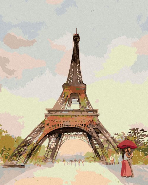 Paint by Numbers - EIFFEL TOWER AND THE WOMAN WITH THE RED UMBRELLA