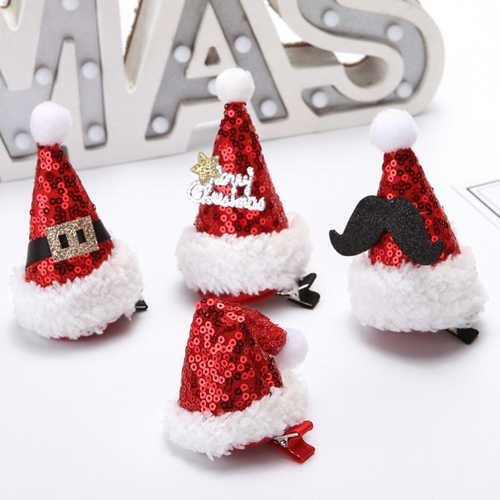 Adult Children Sequins Christmas Hat Hairpin