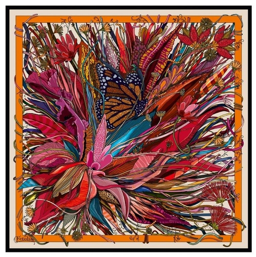 Medusa’s Flower - Orange - 100% Silk Scarf 