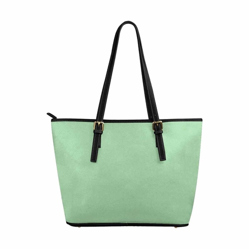 Large Leather Tote Shoulder Bag - Celadon Green
