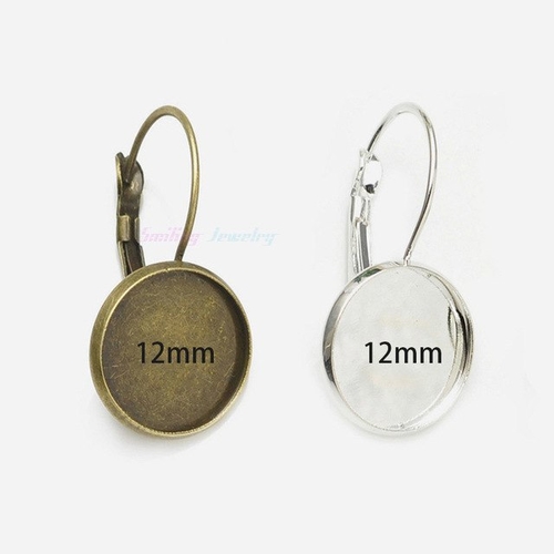 200pcs Fit 12mm Cameo Glass Cabochon Silver Plated