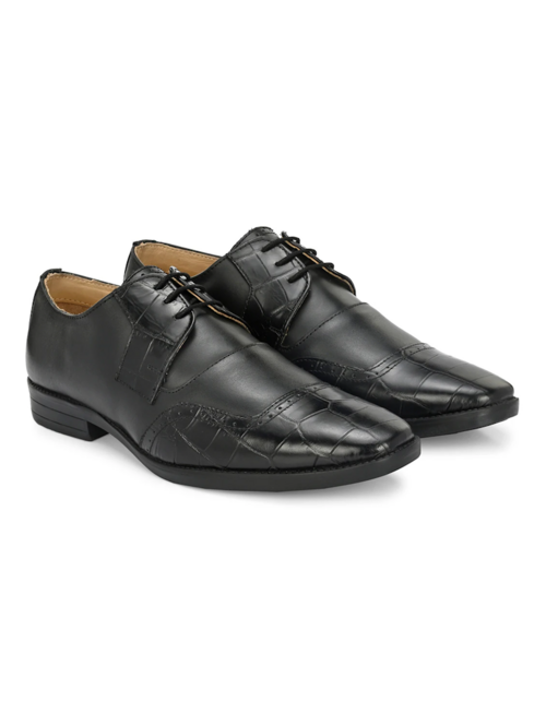 Black Leather Laceup Derbies(Size8)(Colorblack)