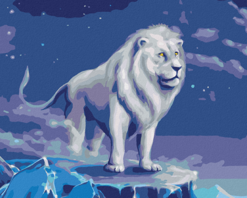 Paint by Numbers - A WHITE LION WITH A CLEAR BLUE SKY