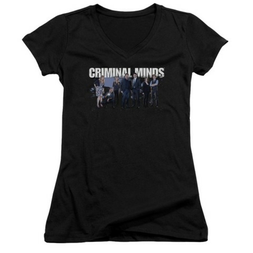 Trevco Criminal Minds-Season 10 Cast - Junior V-Neck Tee - Black- Smal